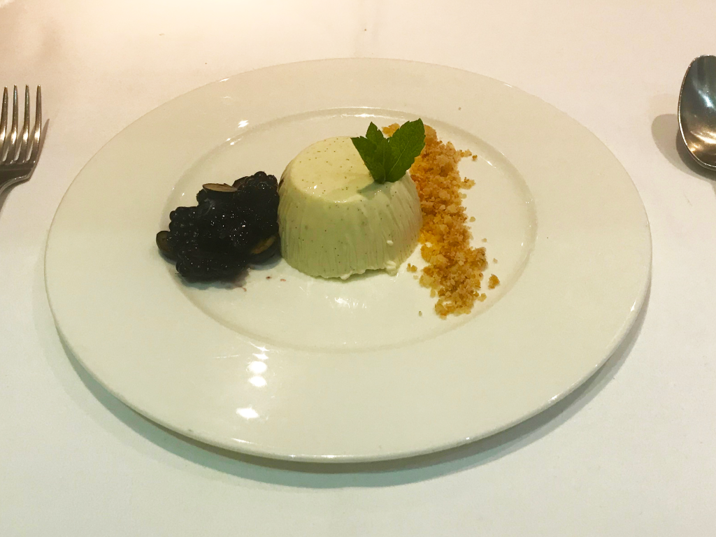 Panna Cotta with Coconut Crumble, Blackberries & Blueberries