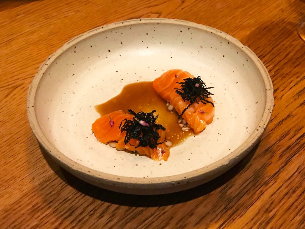 Cured Scottish salmon with barley & seaweed