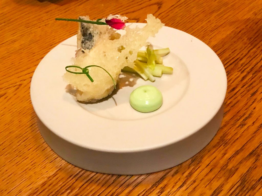 Tempura gilthead bream with celery & oyster