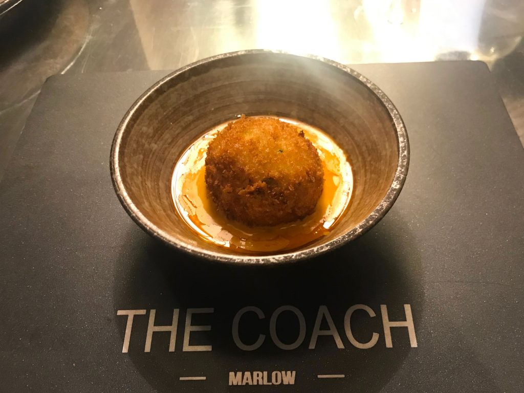 Cornish Pollock Scotch Egg with Shellfish Bisque