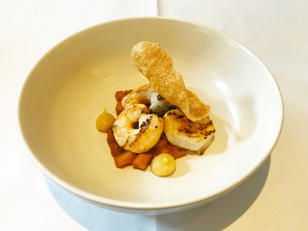 Chargrilled Prawns, Cuttlefish Stew, Cracker